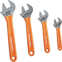Klein Tools D5074 Adjustable Wrench Set, Extra Capacity, 6-Inch, 8-Inch, 10-Inch, 12-Inch, Forged Alloy Steel, Metric and SAE, 4-Piece