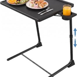 HUANUO TV Tray, Adjustable TV Tray Table - TV Dinner Tray on Bed & Sofa, Comfortable Folding TV Tray with 6 Height & 3 Tilt Angle Adjustments (Black)